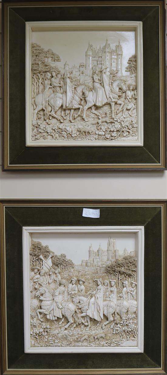 A pair of relief framed plaques